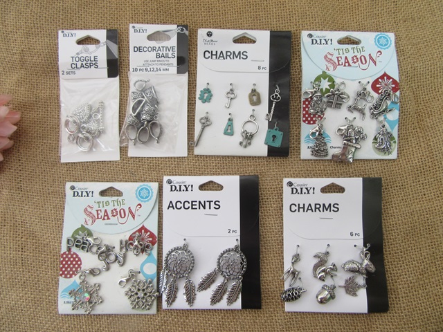 12Sheets Clasps Bails Charms Pendants Beads for Jewellery Making - Click Image to Close