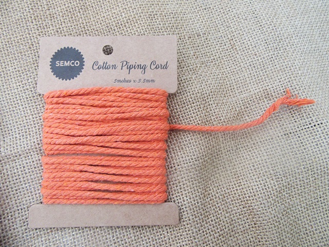 12Roll x 5m Orange Cotton Piping Cord 3.5mm thick - Click Image to Close