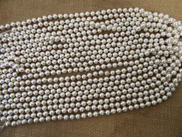 10String x 60Pcs Round Plastic Simulate Pearl Beads Jewelry - Click Image to Close