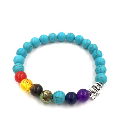 12Pcs Healing Blue Turo Bead Yoga Bracelet 7 Gemstone Chakra - Click Image to Close