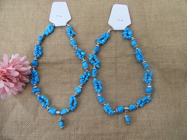 6Pc Turquoise Irregular Gemstone Chip Beaded Necklaces - Click Image to Close