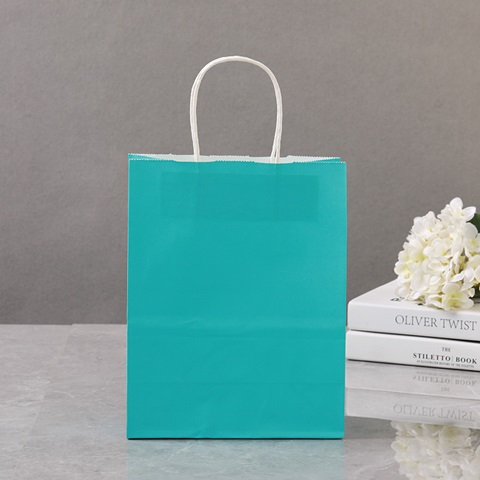 48 Bulk Kraft Paper Gift Carry Shopping Bag 22x16x8cm Blue - Click Image to Close