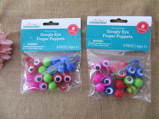 6Pks x 8Pcs Googly Eye Ring Finger Puppets Eyeball Finger Toy - Click Image to Close