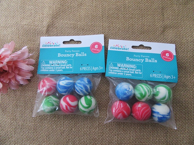 4Packs x 6Pcs Amazing Marble Design Bouncing Balls 25mm Mixed - Click Image to Close