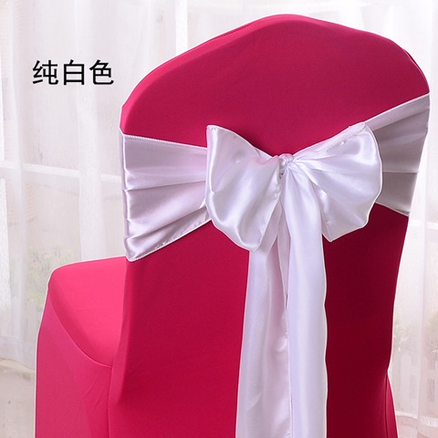 10Pcs White Satin Sashes Chair Wider Bow Wedding Venue Banquet - Click Image to Close