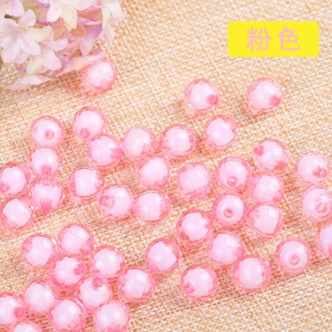 500g (1950pcs) Faceted Round Acrylic Loose Beads 8mm Pink - Click Image to Close