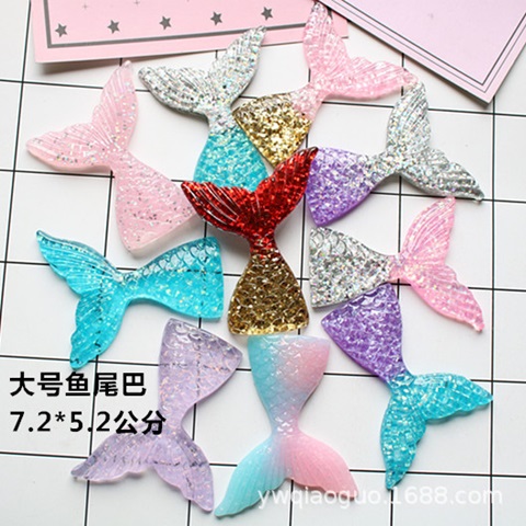 10Pcs Mermaid Tail Flatback Beads DIY Craft Decoration 75mm - Click Image to Close