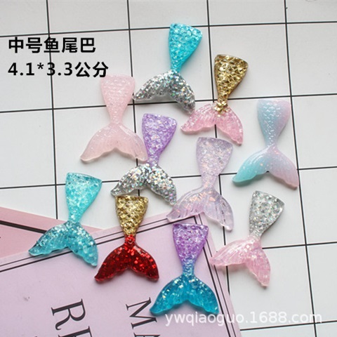 30Pcs Mermaid Tail Flatback Beads DIY Craft Decoration 45mm - Click Image to Close