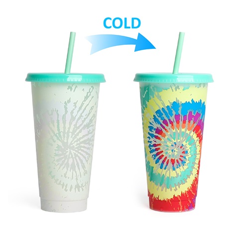 5Pcs Reusable Temperature Cups Tie Dye Color Change Tumblers 800 - Click Image to Close