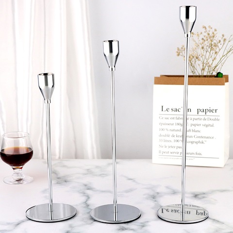 1Set 3Pcs Silver Tulip Candle Holder Candlestick Wedding Party - Click Image to Close