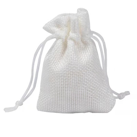 50 White Hemp Drawstring Jewelry Gift Pouches 9x7cm - Click Image to Close