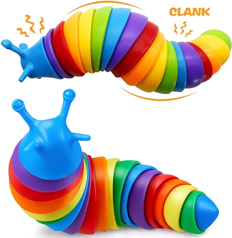 5Pc Funny Flexible Stress Relief Slug Sensory Fidget Toys - Click Image to Close