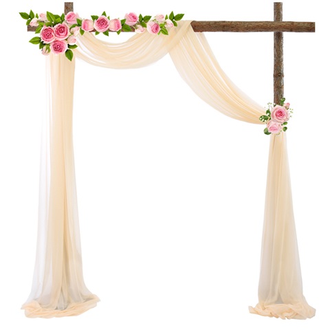 1Pc Peach Wedding Arch Chiffon Backdrop Curtain Drapes Backgroun - Click Image to Close