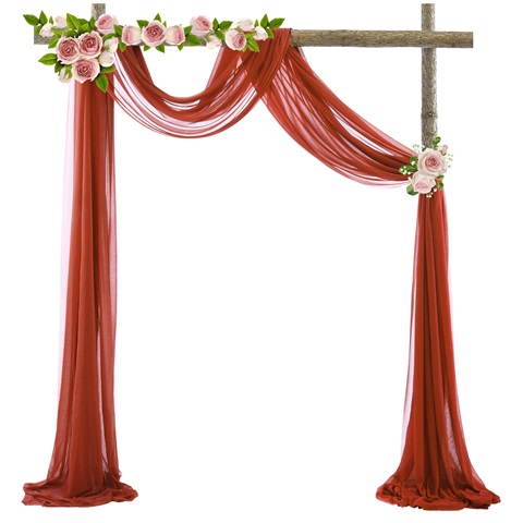 1Pc Red Wine Wedding Arch Chiffon Backdrop Curtain Drapes - Click Image to Close