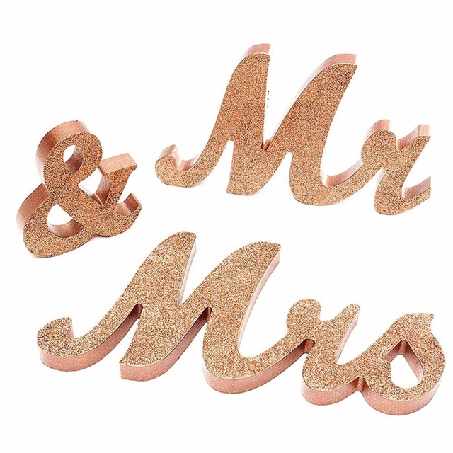 1Set Champagne Large Size Mr & Mrs Wedding Sign Decoration - Click Image to Close