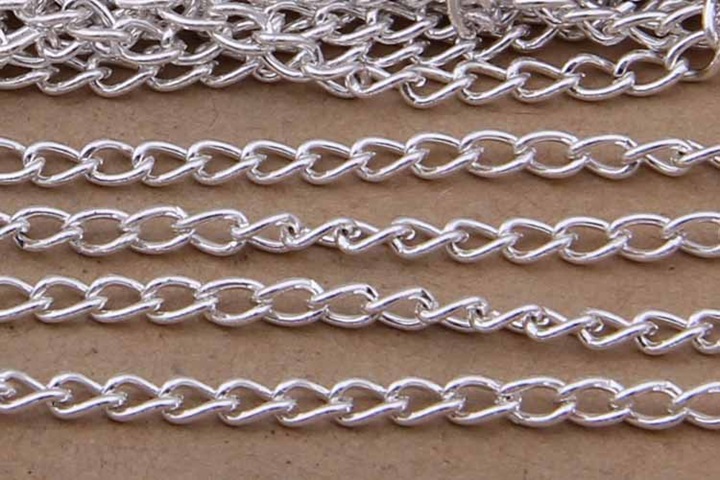 100Meter Silver Color Thin Cable Link Chain Jewelry Finding 2mm - Click Image to Close