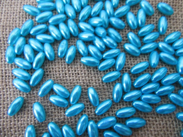 250g (1180Pcs) Blue Faux Rice Simulate Pearl Beads Loose Beads - Click Image to Close