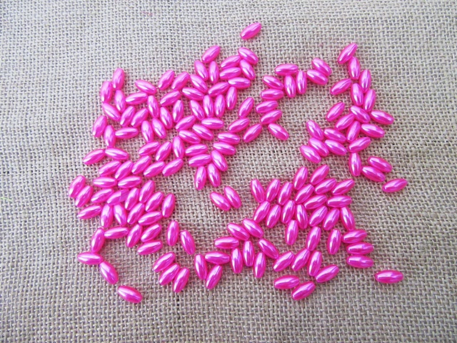 250g (1180Pcs) Pink Faux Rice Simulate Pearl Beads Loose Beads - Click Image to Close