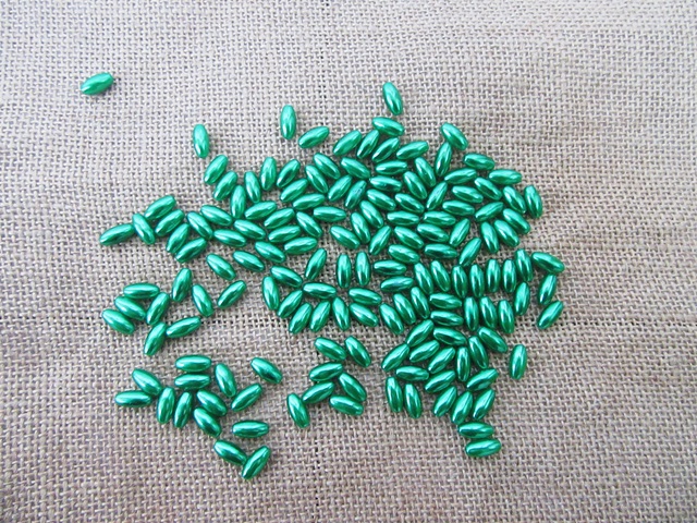 250g (1180Pcs) Green Faux Rice Simulate Pearl Beads Loose Beads - Click Image to Close