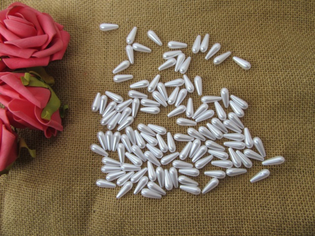 250g (615Pcs) White Teardrop Simulate Pearl Beads Loose Beads - Click Image to Close