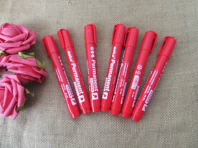 60Pcs Red Permanent Marker Mark Pens School Office Supplies - Click Image to Close