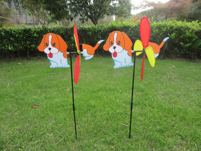 10Pcs Silk Funny Dog Windmill Wind Spinner Great Toy - Click Image to Close