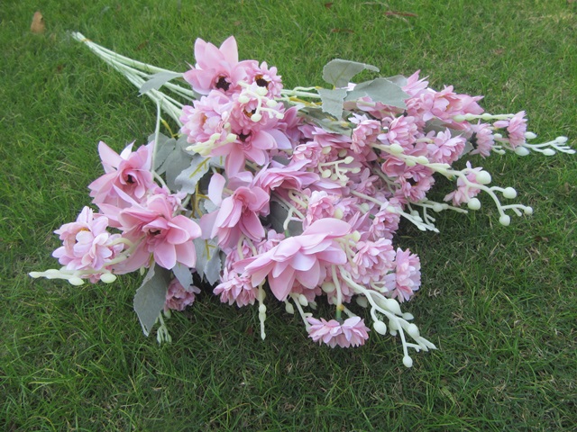 6Pcs Dahlia Artificial Flower Home Wedding Decoration - Pink - Click Image to Close