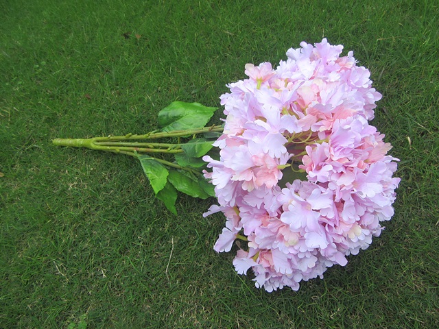 1Pc x 5 Head Pink Hydrangea Flower Arrangement Wedding Decor - Click Image to Close