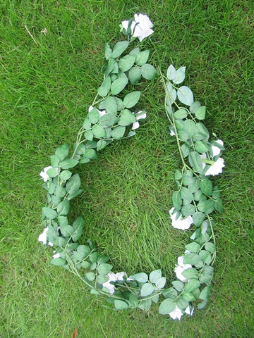 1Pc White Artificial Rose Leaf Garland Vine String Decor - Click Image to Close