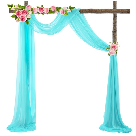 1Pc Blue Wedding Arch Chiffon Backdrop Curtain Drapes Background - Click Image to Close