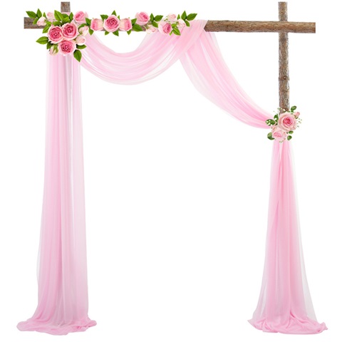 1Pc Pink Wedding Arch Chiffon Backdrop Curtain Drapes Background - Click Image to Close