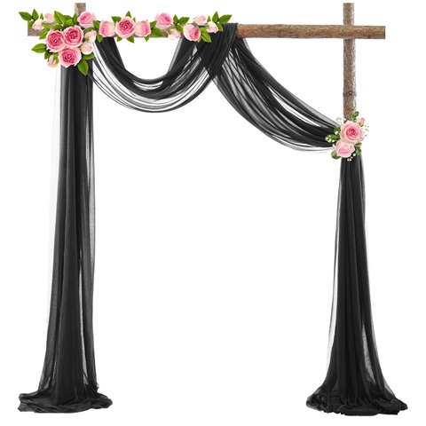 1Pc Black Wedding Arch Chiffon Backdrop Curtain Drapes - Click Image to Close