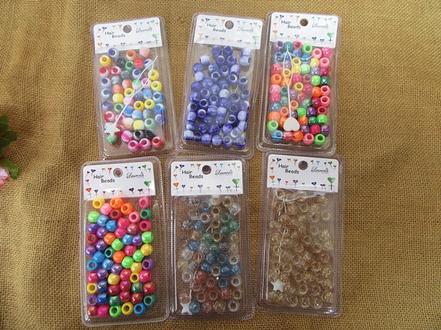 12Sheet x 50Pcs Pony Beads Hair Beads 12mm Dia Retail Pack Mixed - Click Image to Close