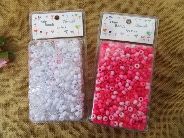 4Sheet x 770Pcs Pony Beads Hair Beads 8mm Dia Retail Pack Mixed - Click Image to Close