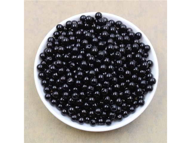 1000 Black Round Simulate Pearl Beads 10mm - Click Image to Close