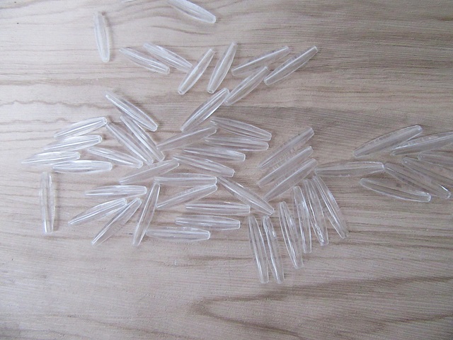 500g (870cs) Clear Faux Rice Beads Loose Beads 6x27mm - Click Image to Close