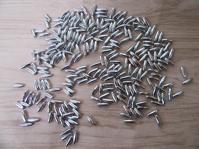 2000Pcs Silver Plated Faux Rice Beads Loose Beads 4x12mm - Click Image to Close