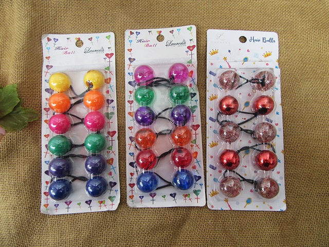 6 Sheets 24mm Stylish Elastic Bubble Ball Hair Ties Holders Hair - Click Image to Close