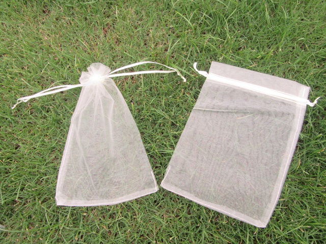 100 Light Ivory Drawstring Jewelry Gift Pouches 20x14cm - Click Image to Close