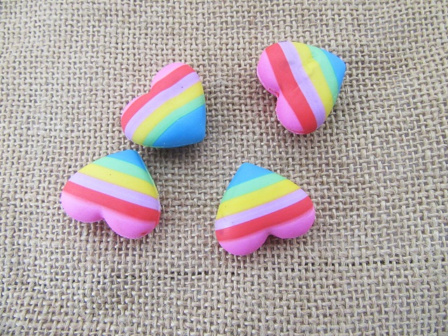 12Packs x 4Pcs Rainbow Heart Vintage Children School Erasers - Click Image to Close