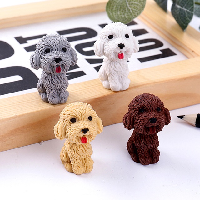 36Pcs Teddy Dog Shaped Erasers Children School Use Mixed Color - Click Image to Close