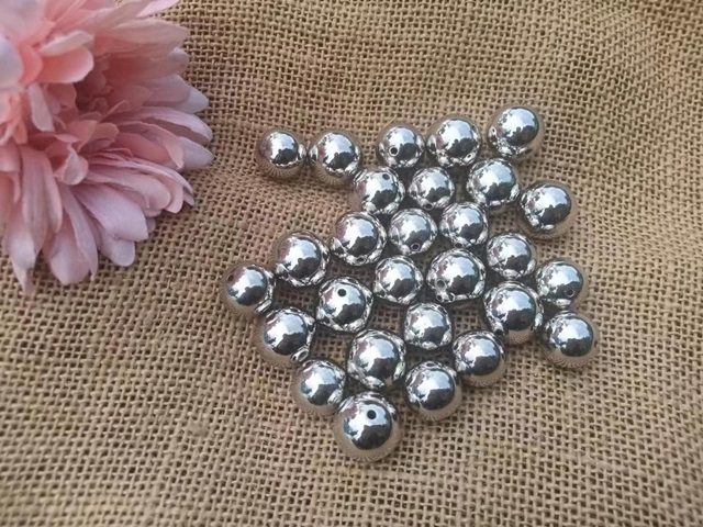 250g (100Pcs) Nickel Plated Coated 16mm Round Spacer Beads - Click Image to Close