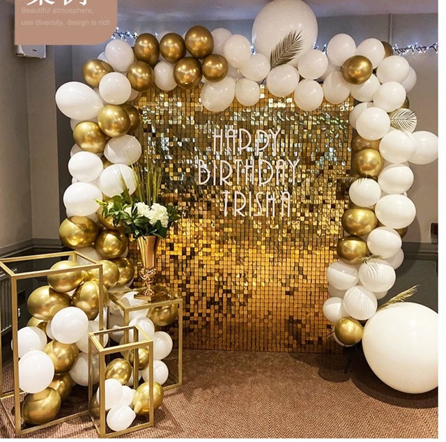 5Pcs Metallic Gold Shimmer Backdrop Shiny Wall Panels Glitter - Click Image to Close