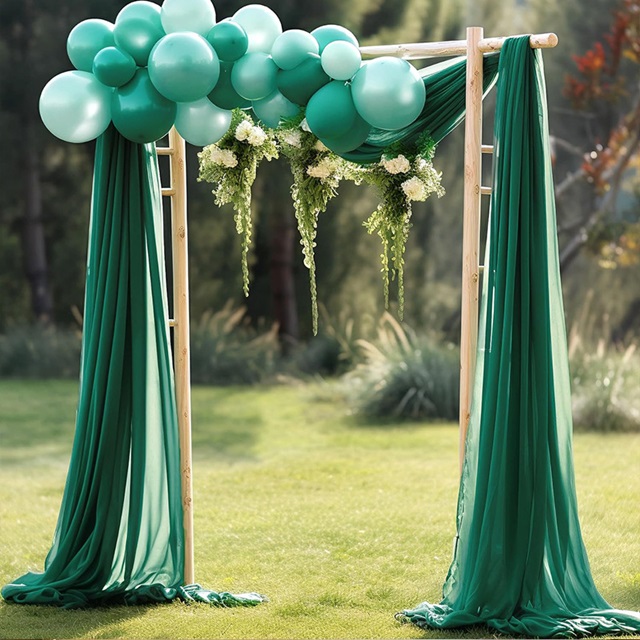 1Pc Green Wedding Arch Chiffon Backdrop Curtain Drapes - Click Image to Close