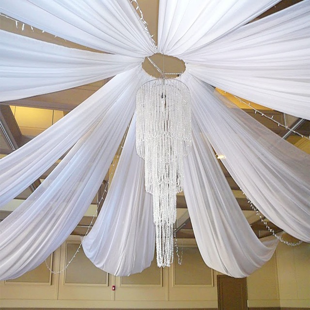 1Pc White Chiffon Ceiling Curtain Drapes Chiffon Backdrop - Click Image to Close