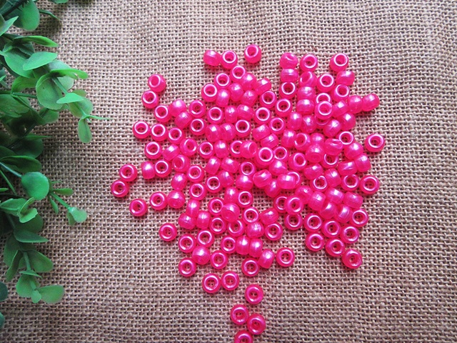 500g Fuchsia Barrel Pony Beads Loose Bead 8mm be-p-ch563 - Click Image to Close