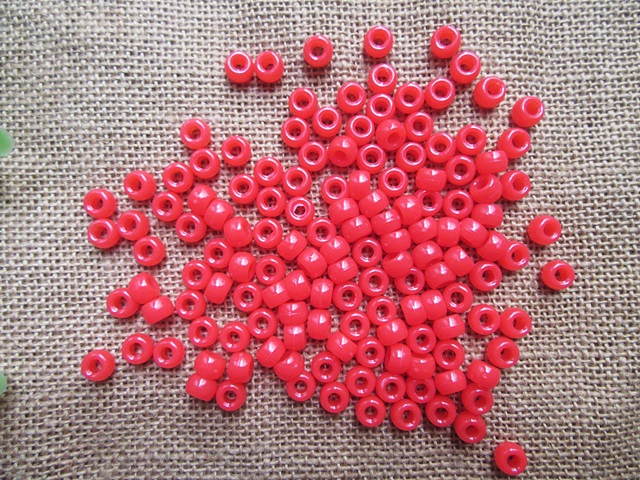 500g Hot Red Barrel Pony Beads Loose Bead 8mm - Click Image to Close