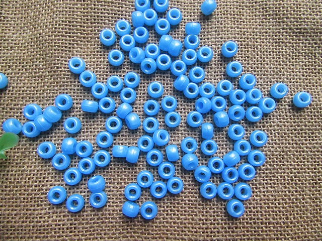 500g Blue Barrel Pony Beads Loose Bead 8mm - Click Image to Close