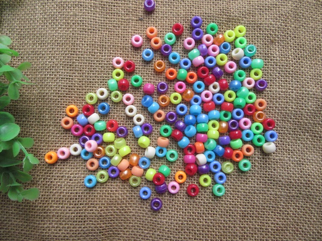 500g Solid Barrel Pony Beads Loose Bead 8mm Mixed Color - Click Image to Close