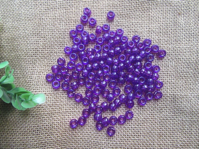 500g Transparent Violet Barrel Pony Beads Loose Bead 8mm - Click Image to Close